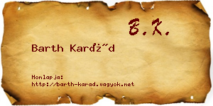 Barth Karád névjegykártya